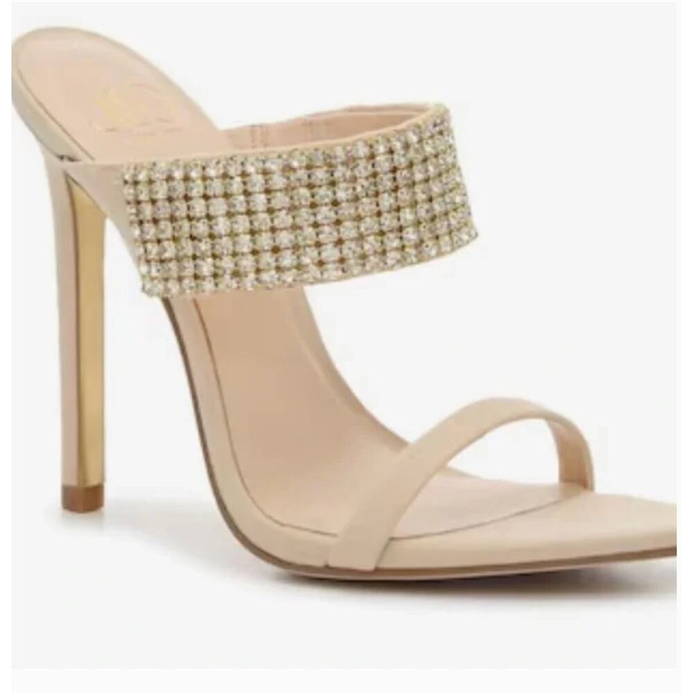 Jennifer Lopez Nude/Gold Rhinestone High Heel Slide
